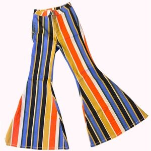 Free People Striped Bell Bottoms